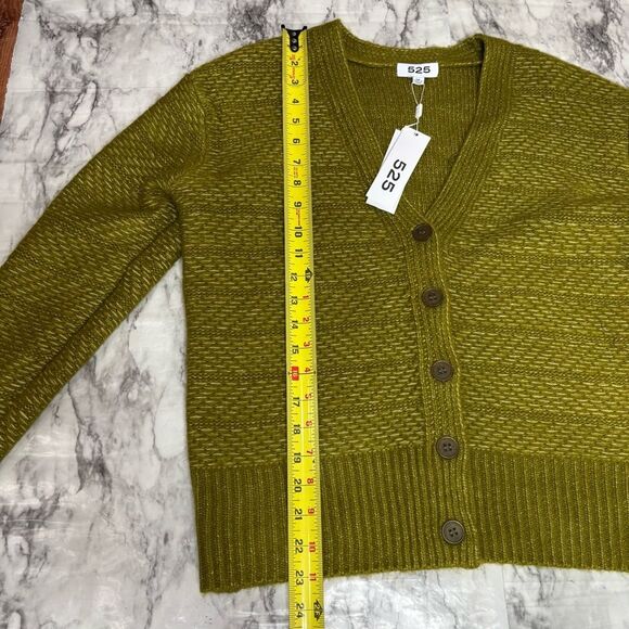 525 America Texture Stripe Cardigan Sweater green button front vneck size XS NWT - Picture 3 of 7